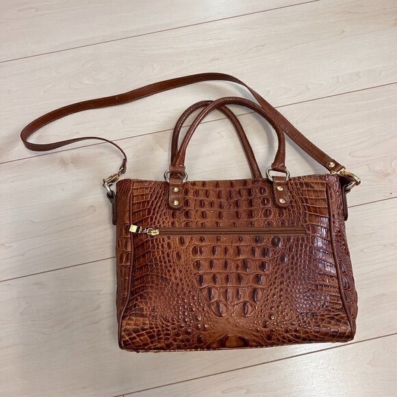 Vintage Due Fratelli Croc Embossed Genuine Leather Handbag - Picture 1 of 14